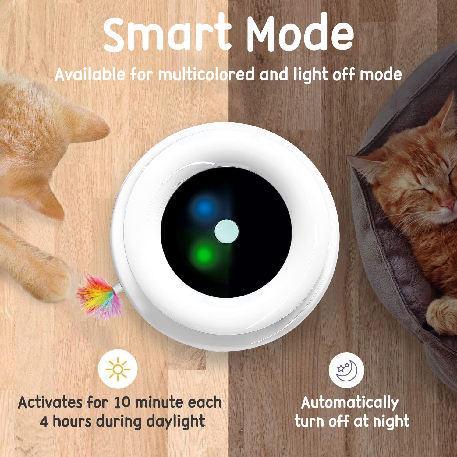 2-in-1 Interactive Cat Toy With Moving Feather & Light - Automatic Play For Indoor Cats